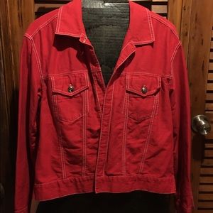 Red retro jean jacket